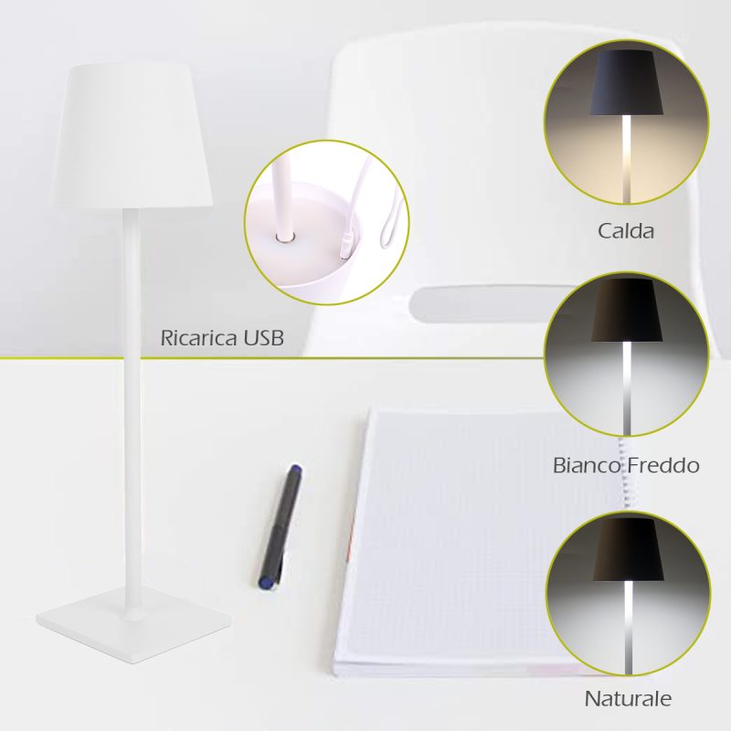 Lampada LED da tavolo Senza Fili Ricaricabile USB con controllo Soft Touch  - WISDOM